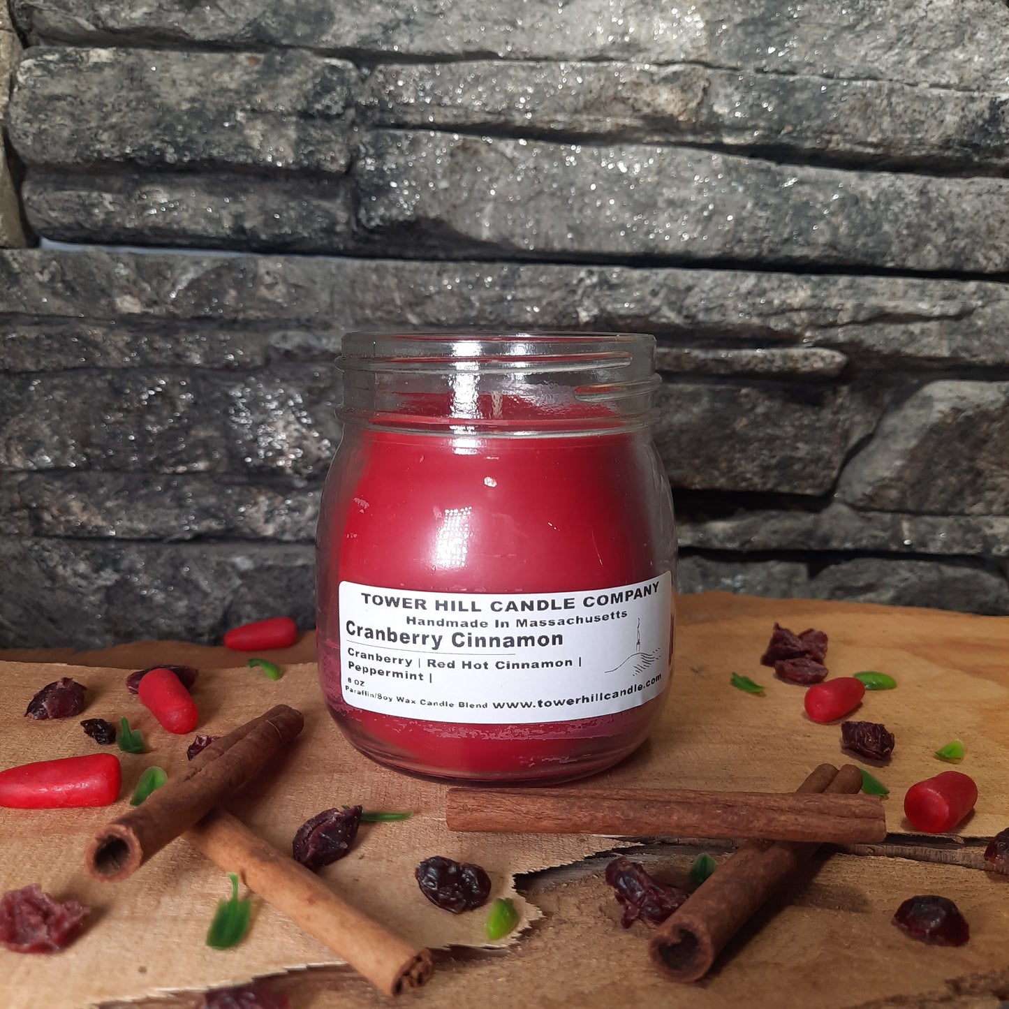 Cranberry Cinnamon Candle tall