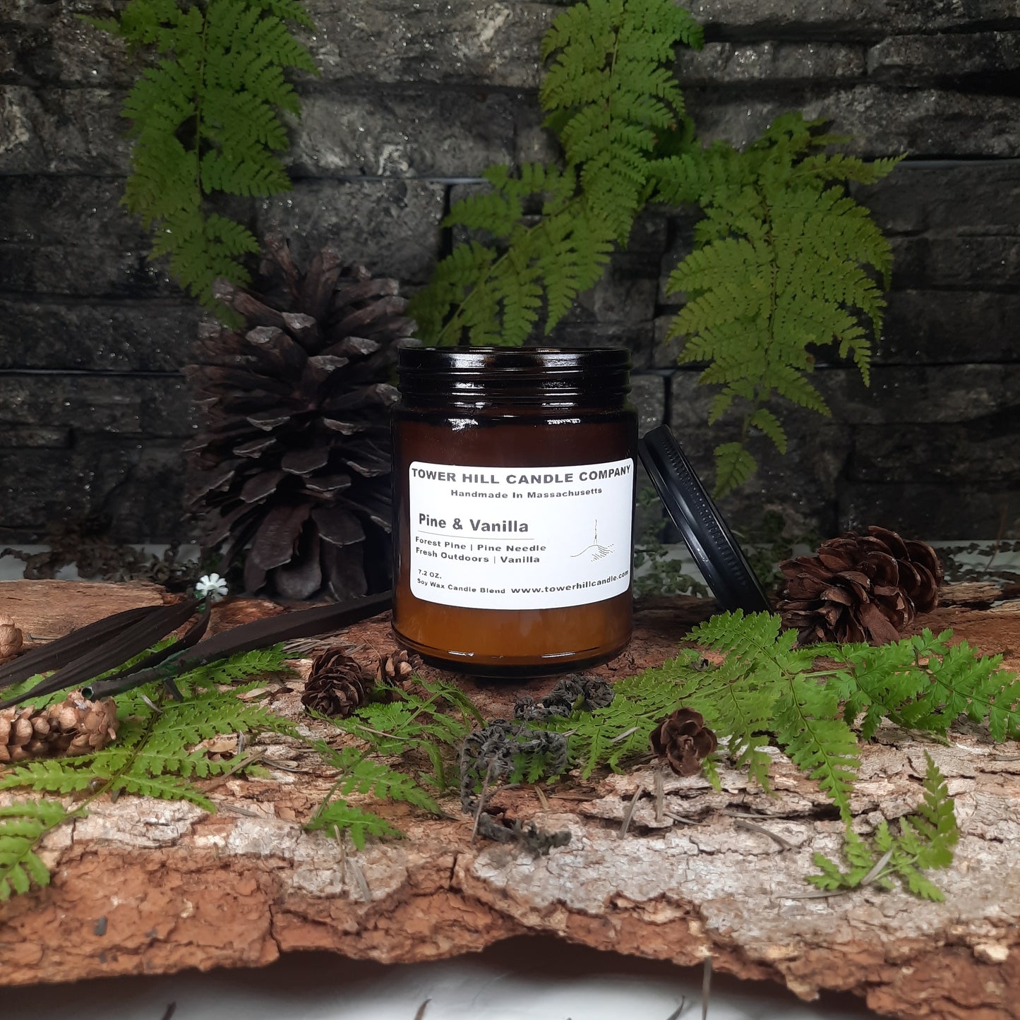 Pine & Vanilla Amber Candle