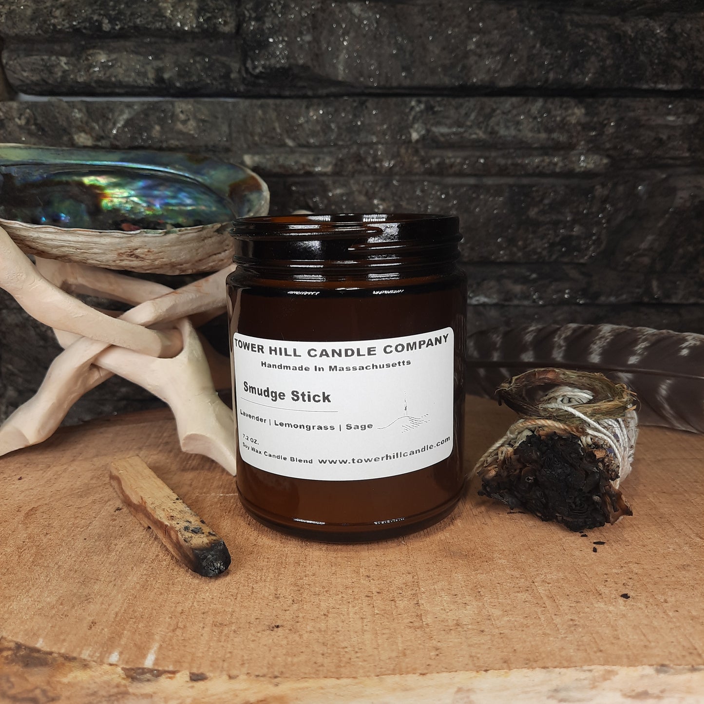 Smudge Stick Amber/Colored-Large Candle