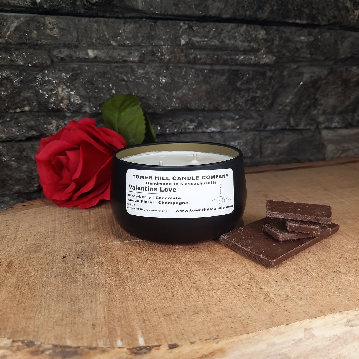 Valentine Love Black Tin Candle