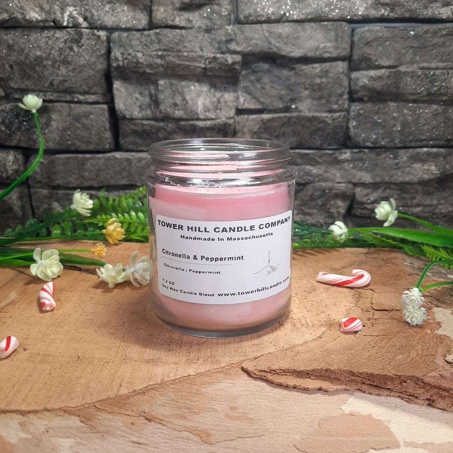Citronellia & Peppermint Amber/Colored-Large Candle