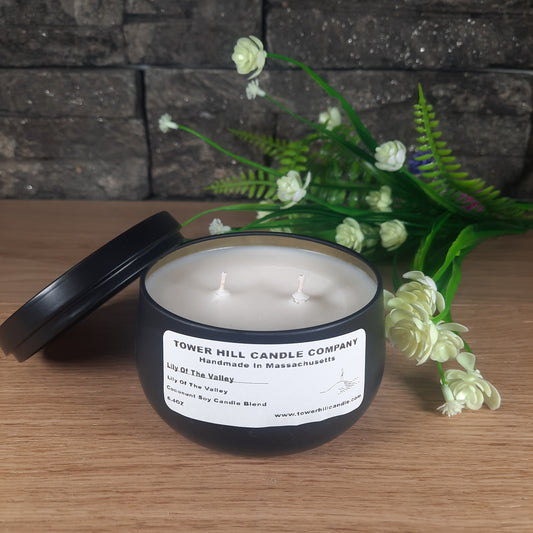 Lily Of The Valley Black Tin Candle